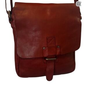Harbour 2nd Genuine Cowhide Deep Red Leather Crossbody Messenger Bag - EC